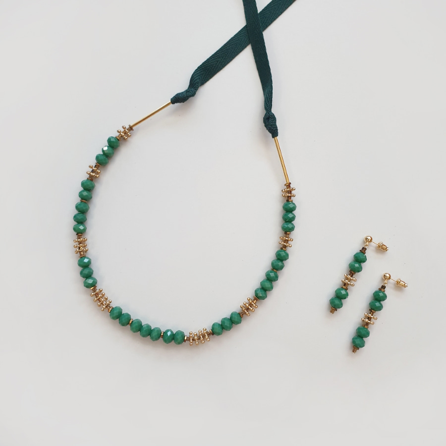 [ FULL MOON EDITION ] Jade Green Foncé Necklace+Earrings